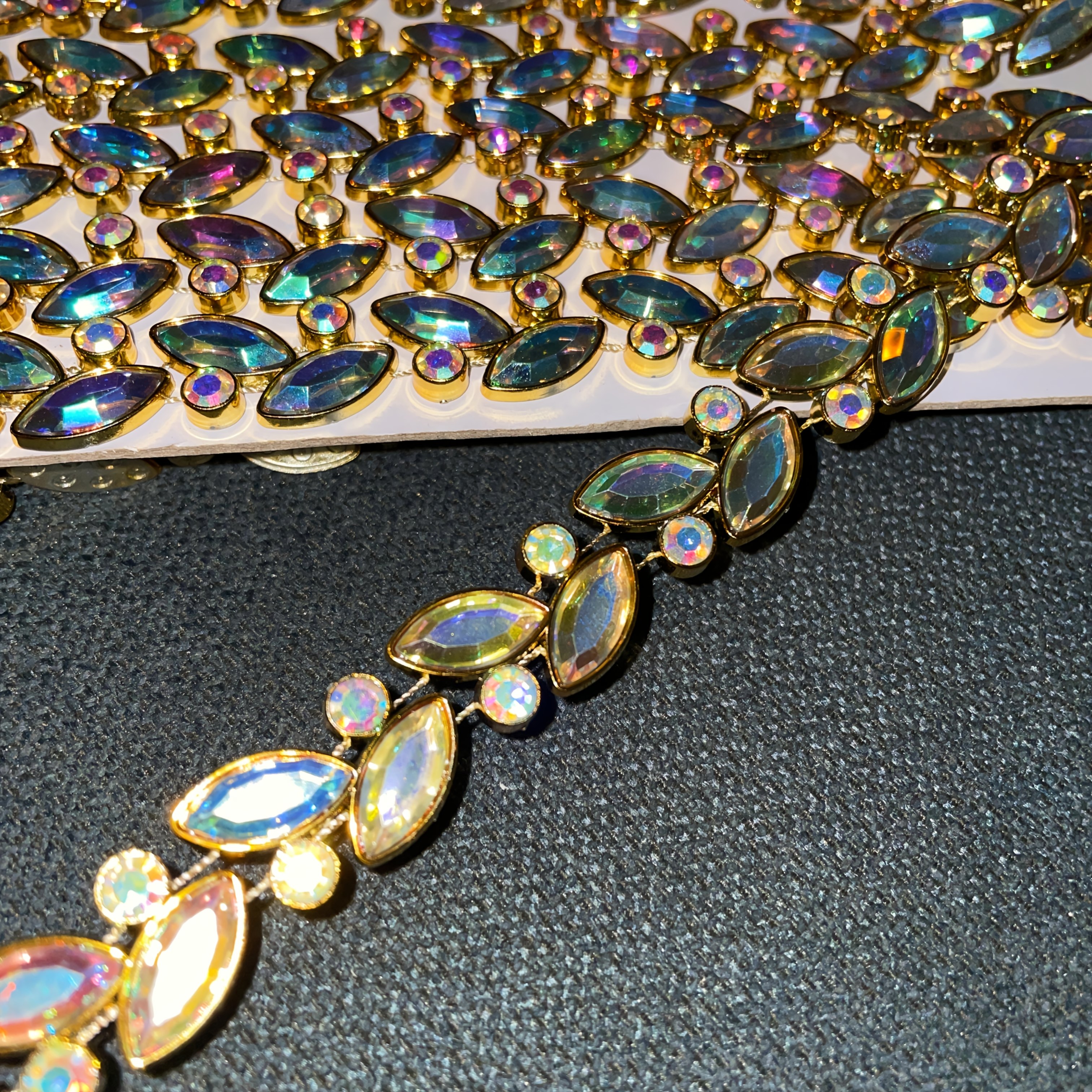AB Luxurious Iridescent Crystal Rhinestone Chain, 100cm/149cm/225cm